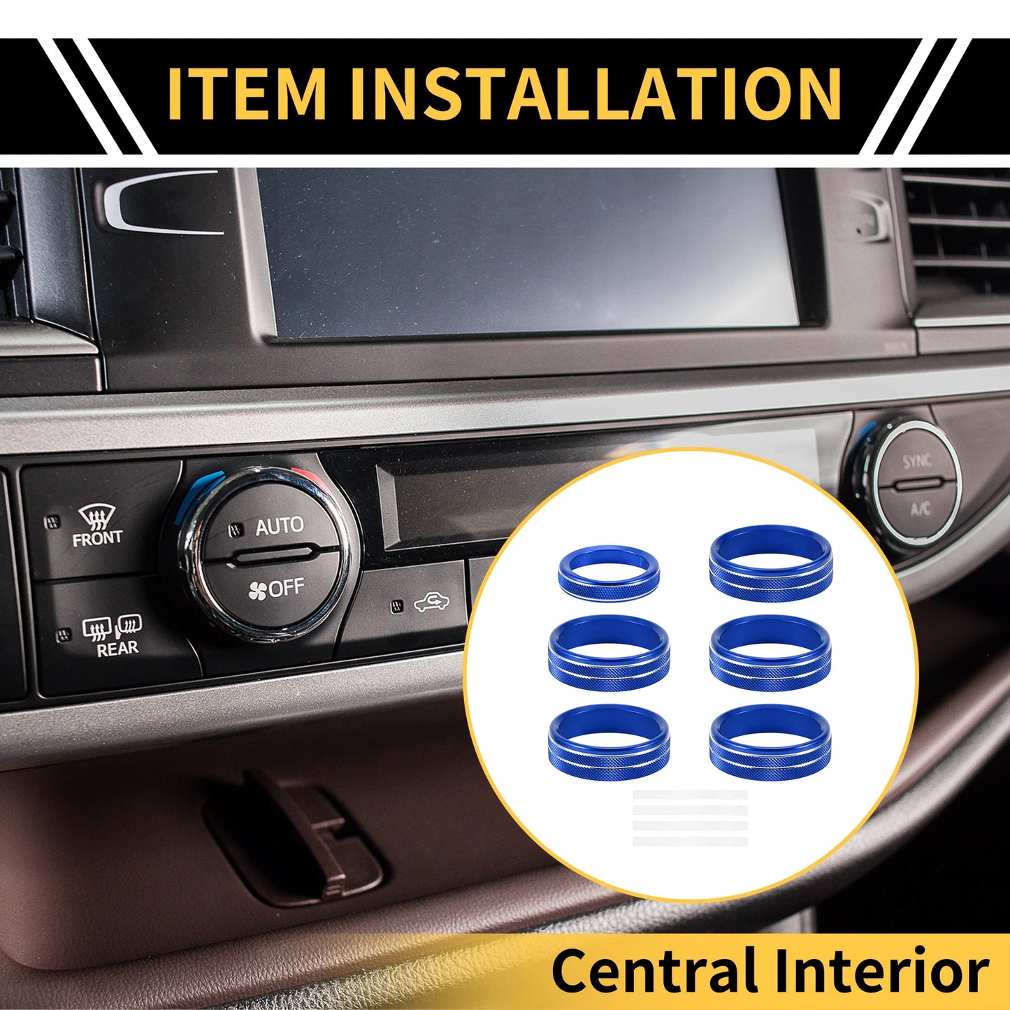 Air Conditioner Switch Knob Cover Ring for Ford F-150 (2015–2021) Blue