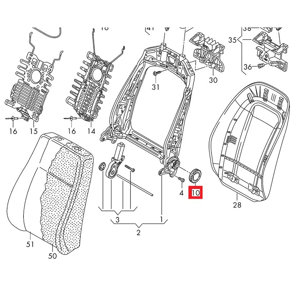 Front Seat Backrest Adjustment Knob for Audi, VW, Seat, Skoda