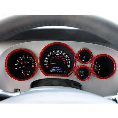 5x Red Carbon Fiber Speedometer Cover Trim for Toyota Tundra (2007-2013)