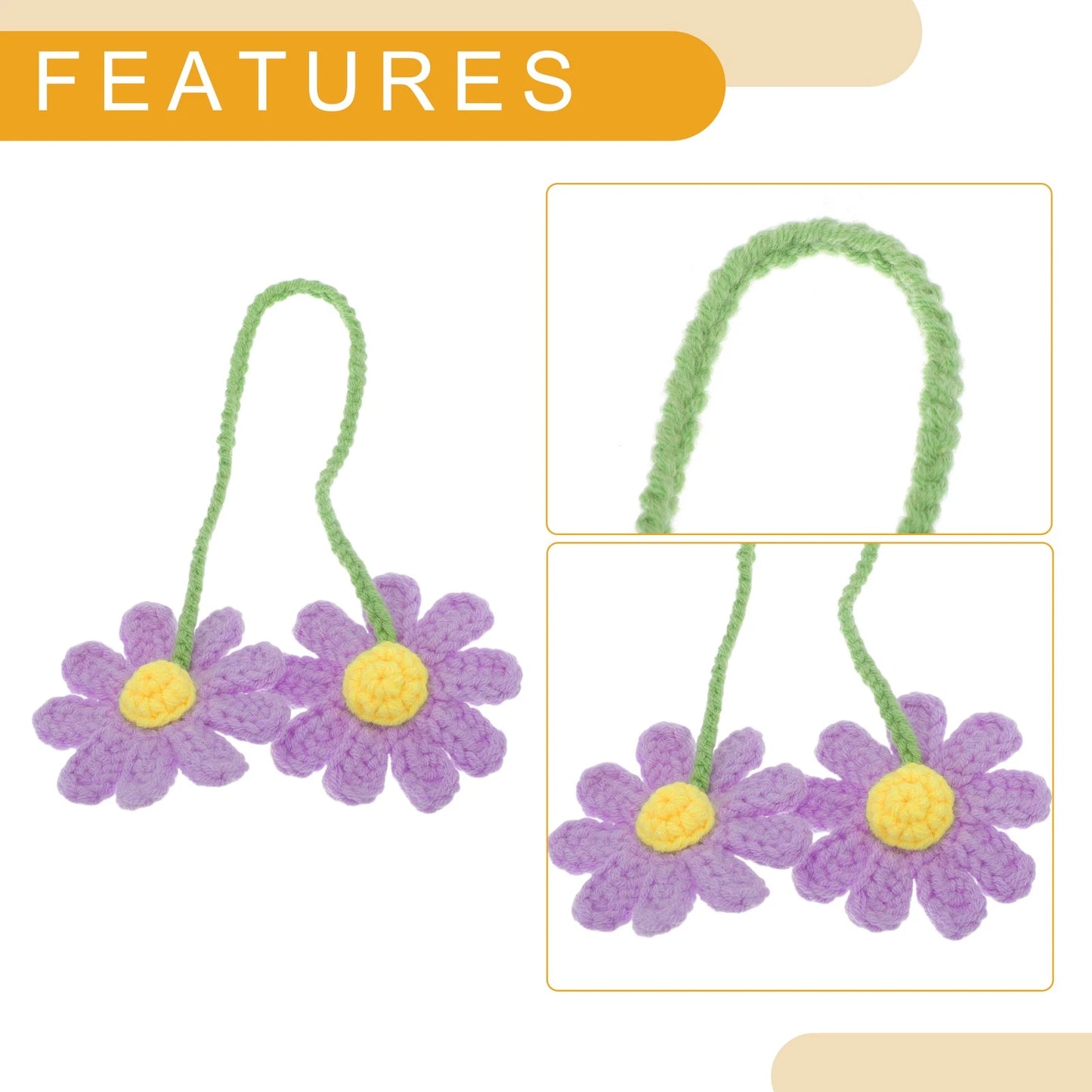 Flower Rear View Mirror Pendant for Car - Light Purple