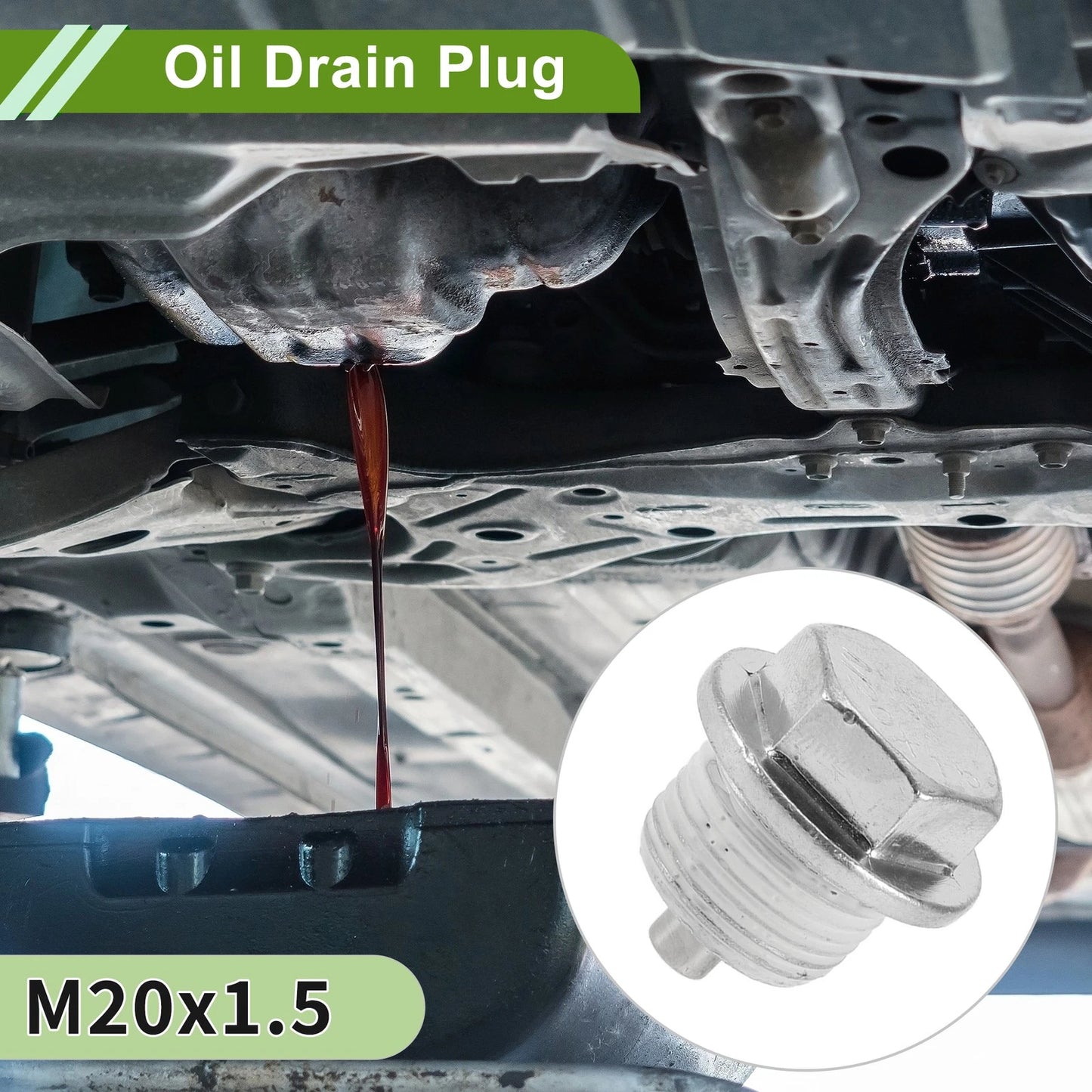 Set of 2 M20x1.5 Copper Oil Drain Plug with Gasket for Cars