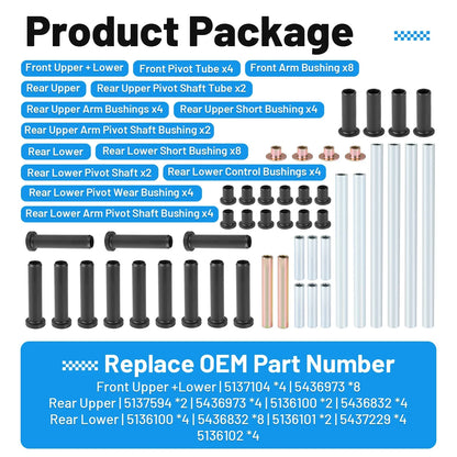Heavy Duty Front & Rear A-Arm Bushing Kit for Polaris RZR 800 S 4 (2008–2014)