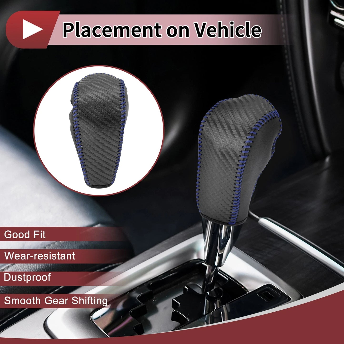 1 Pc Gear Shift Knob Cover for Ford Edge (2011–2014) Blue Faux Leather