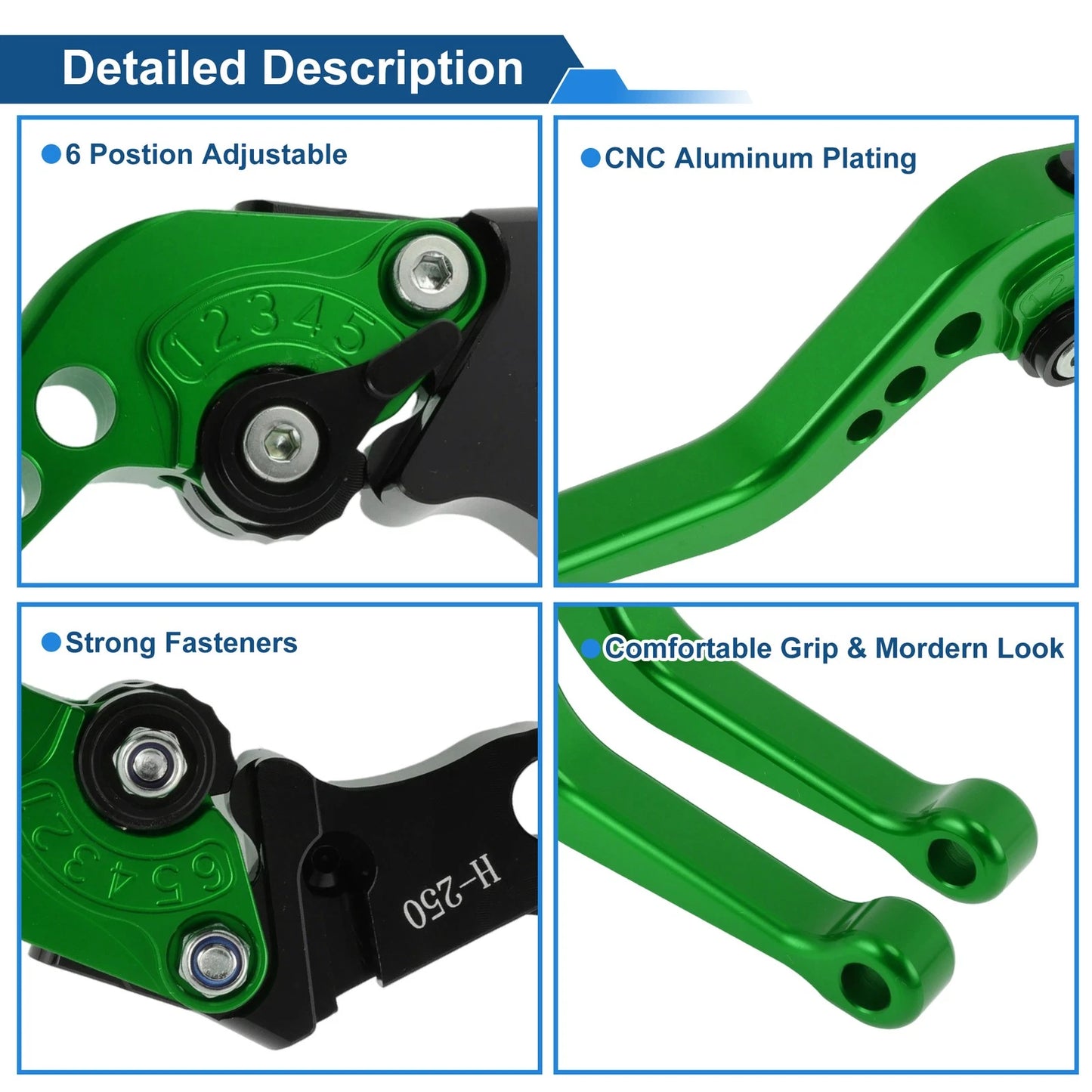 Adjustable Short Brake Clutch Levers for Honda Fury/VTX1300CX (2009–2018) Green