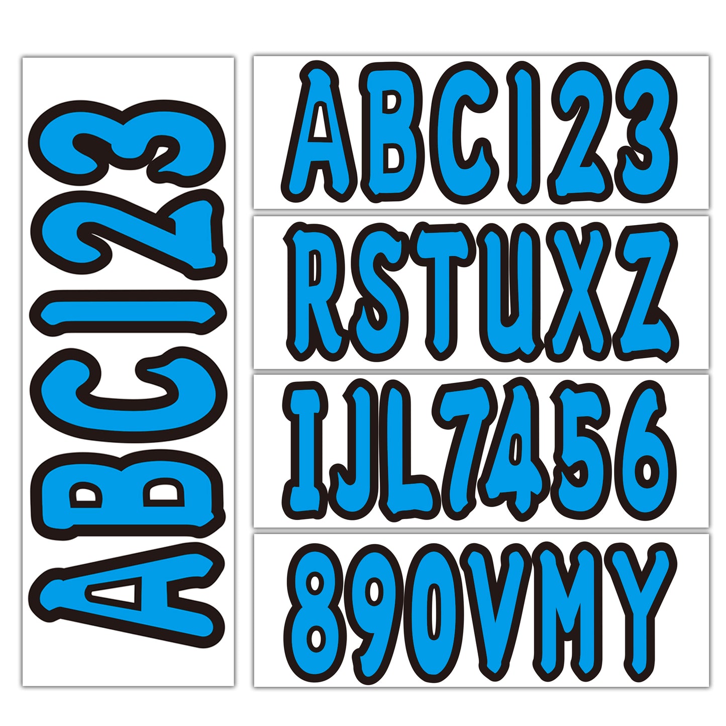 Set of 4 Boat Registration Letters Numbers Decals A-Z & 0-9 Blue