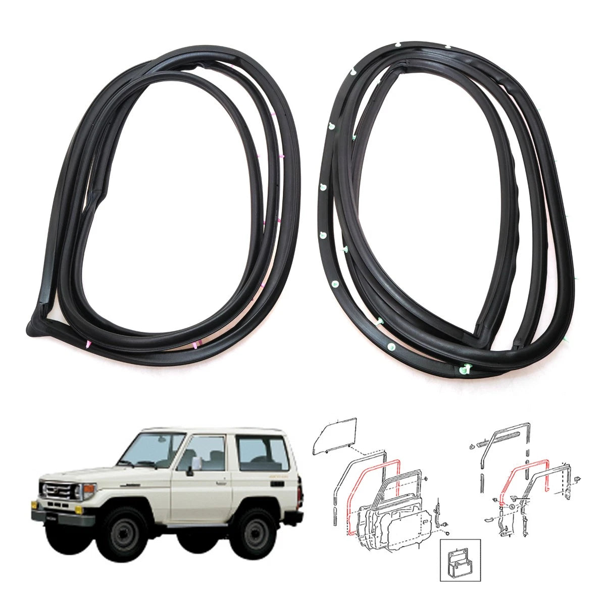 Front Door Weatherstrip Set for Toyota Land Cruiser (GRJ76 HZJ76 KZJ77 LJ79 VDJ79)