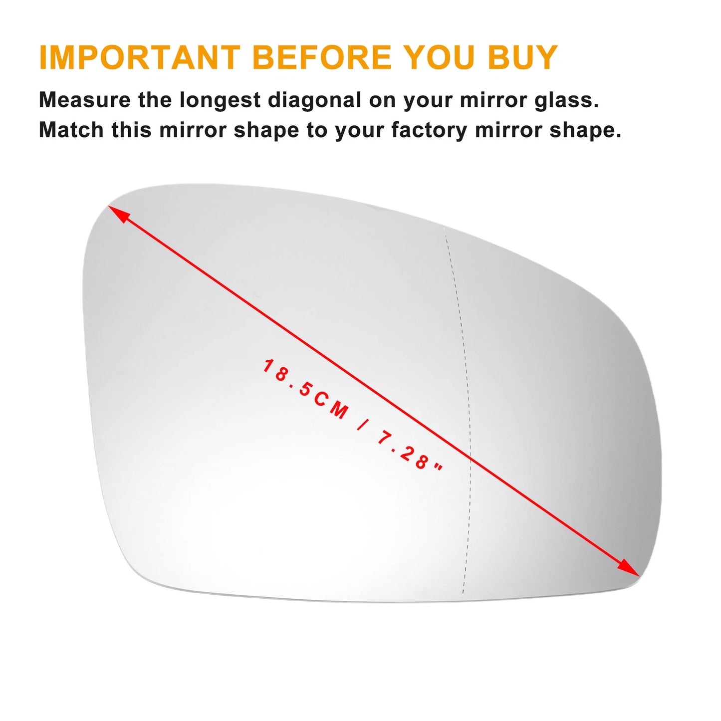 Right Side Heated White Mirror Glass for Skoda Fabia ROOMSTER (2007–2014)