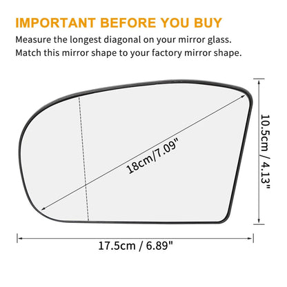 Heated Wing Mirror Glass for Mercedes-Benz C 230 (2002-2007)