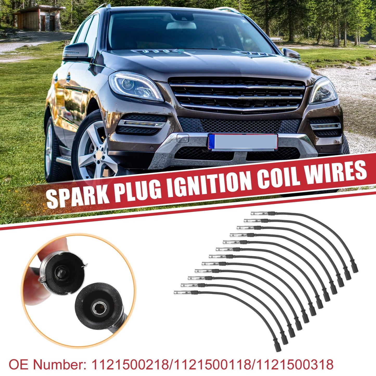 12 Pcs Spark Plug Wire Ignition Coil Cable No. 1121500218 for Mercedes-Benz W202 (1994–2000)
