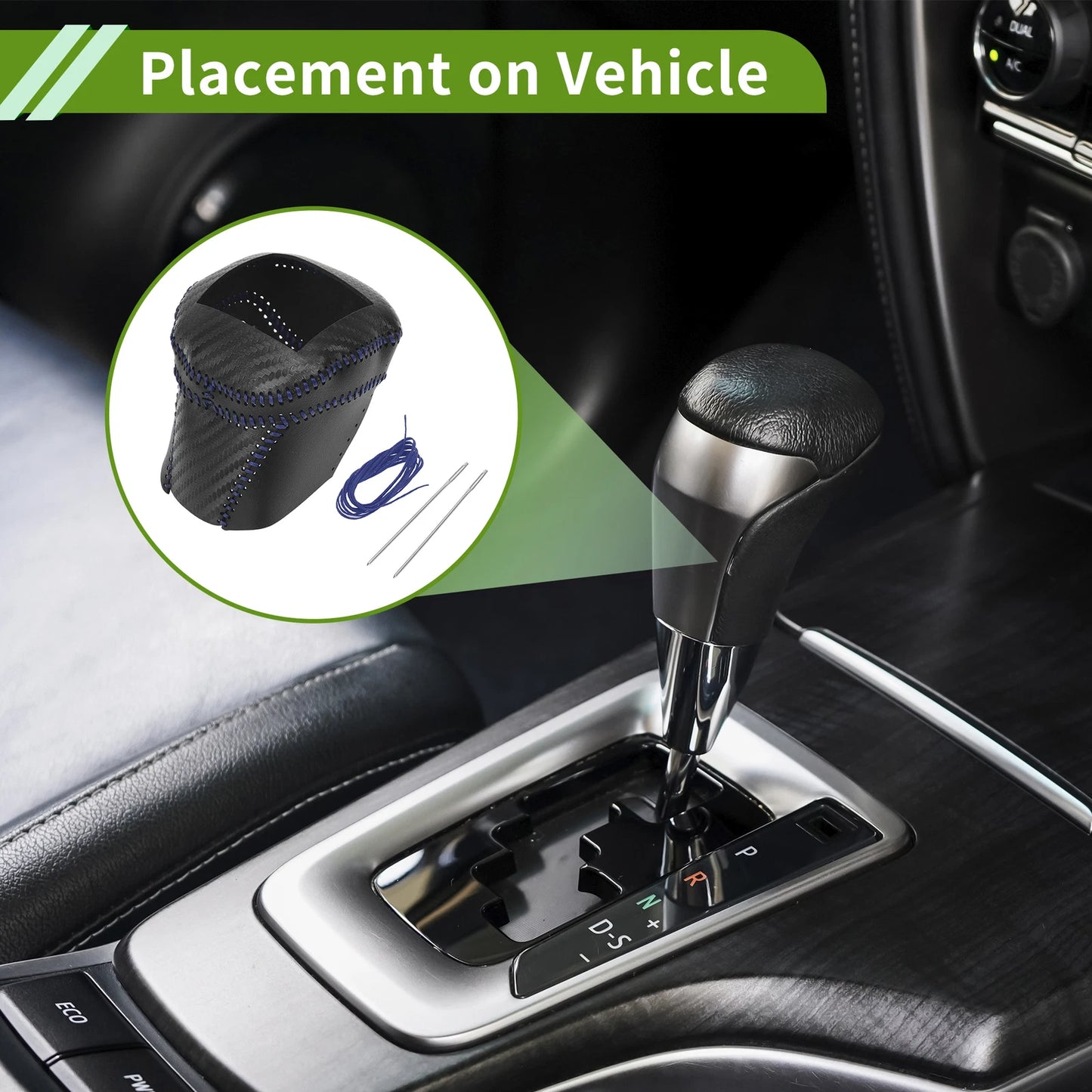 Gear Shift Knob Cover for Nissan Rogue (2021–2024) Black Carbon Fiber Blue