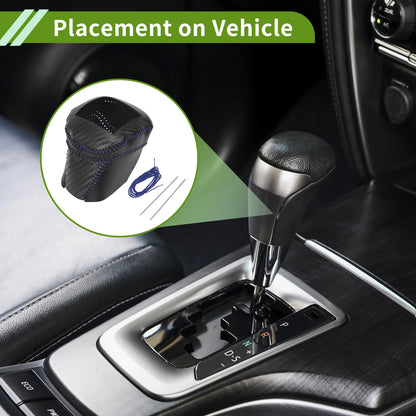 Gear Shift Knob Cover for Nissan Rogue (2021–2024) Black Carbon Fiber Blue