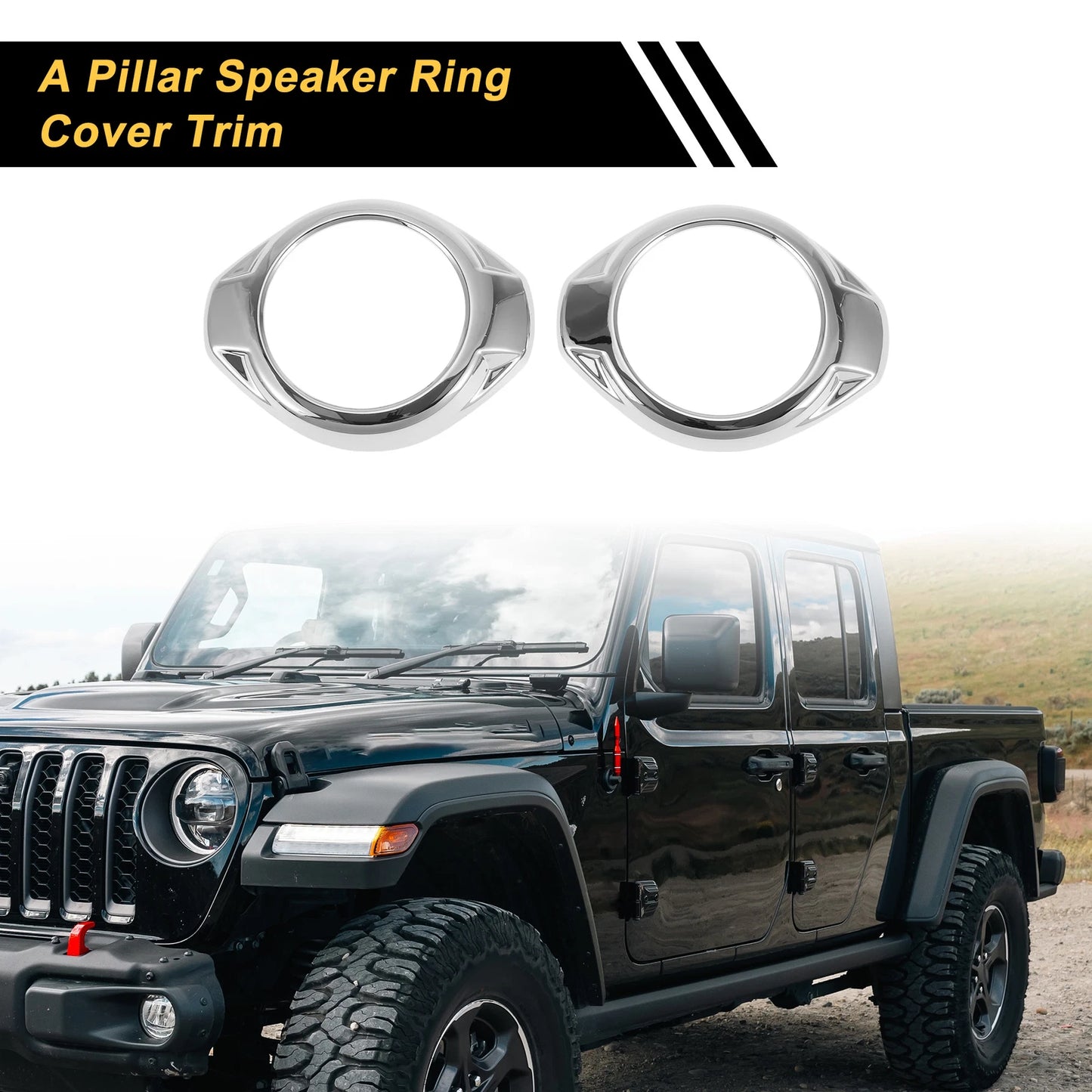 A Pillar Speaker Ring Cover Trim for Jeep Wrangler JK JKU (2007–2018) Silver Tone