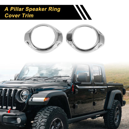 A Pillar Speaker Ring Cover Trim for Jeep Wrangler JK JKU (2007–2018) Silver Tone