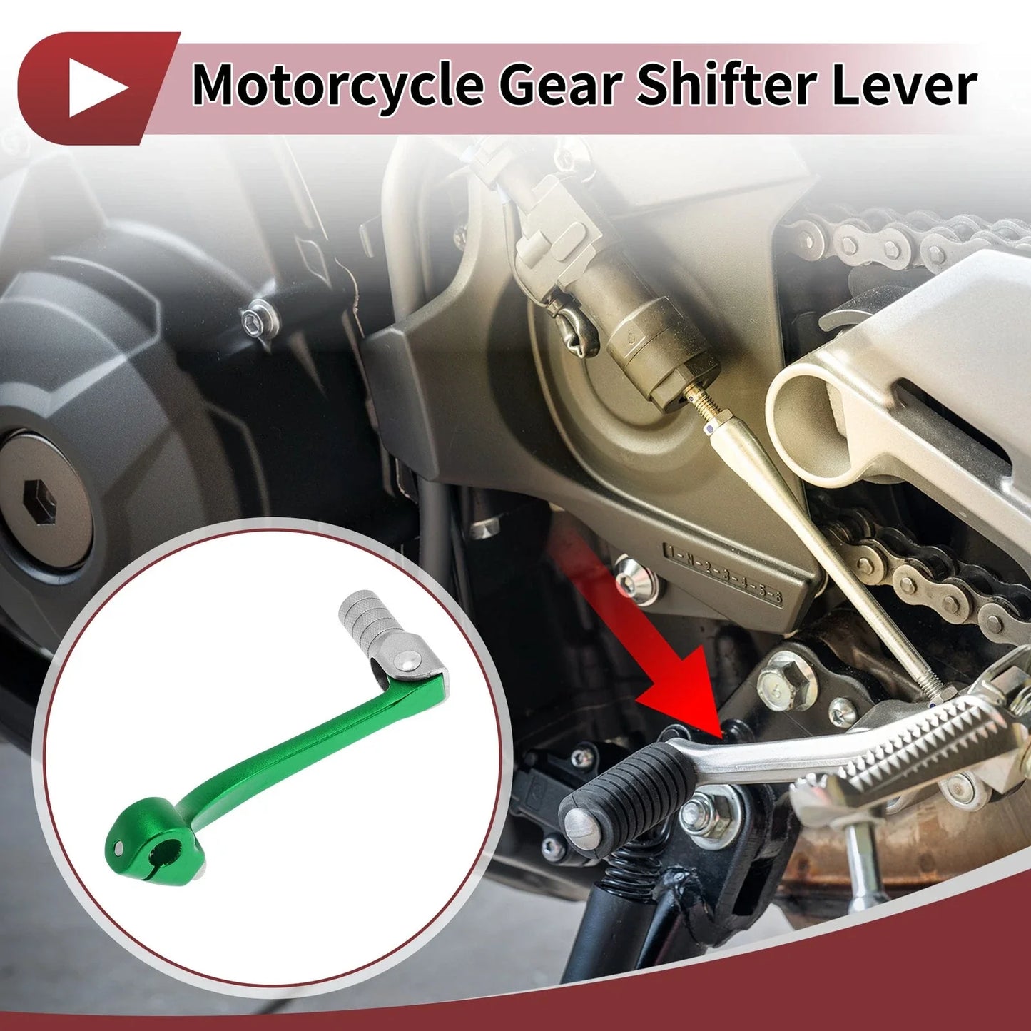 Folding Motorcycle Gear Shifter Lever for Honda CRF110F (2013-2018) Green Silver
