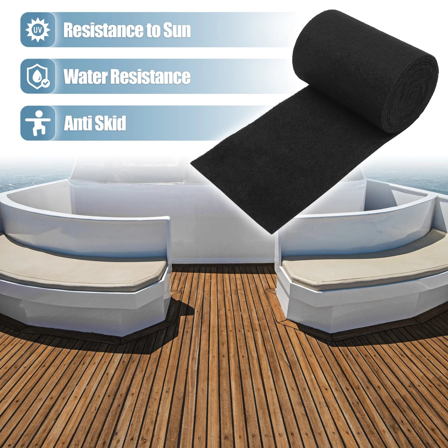 Boat Carpet Decking Sheet Mat Non-Slip for Boat Trailers (157"x8"x0.31")