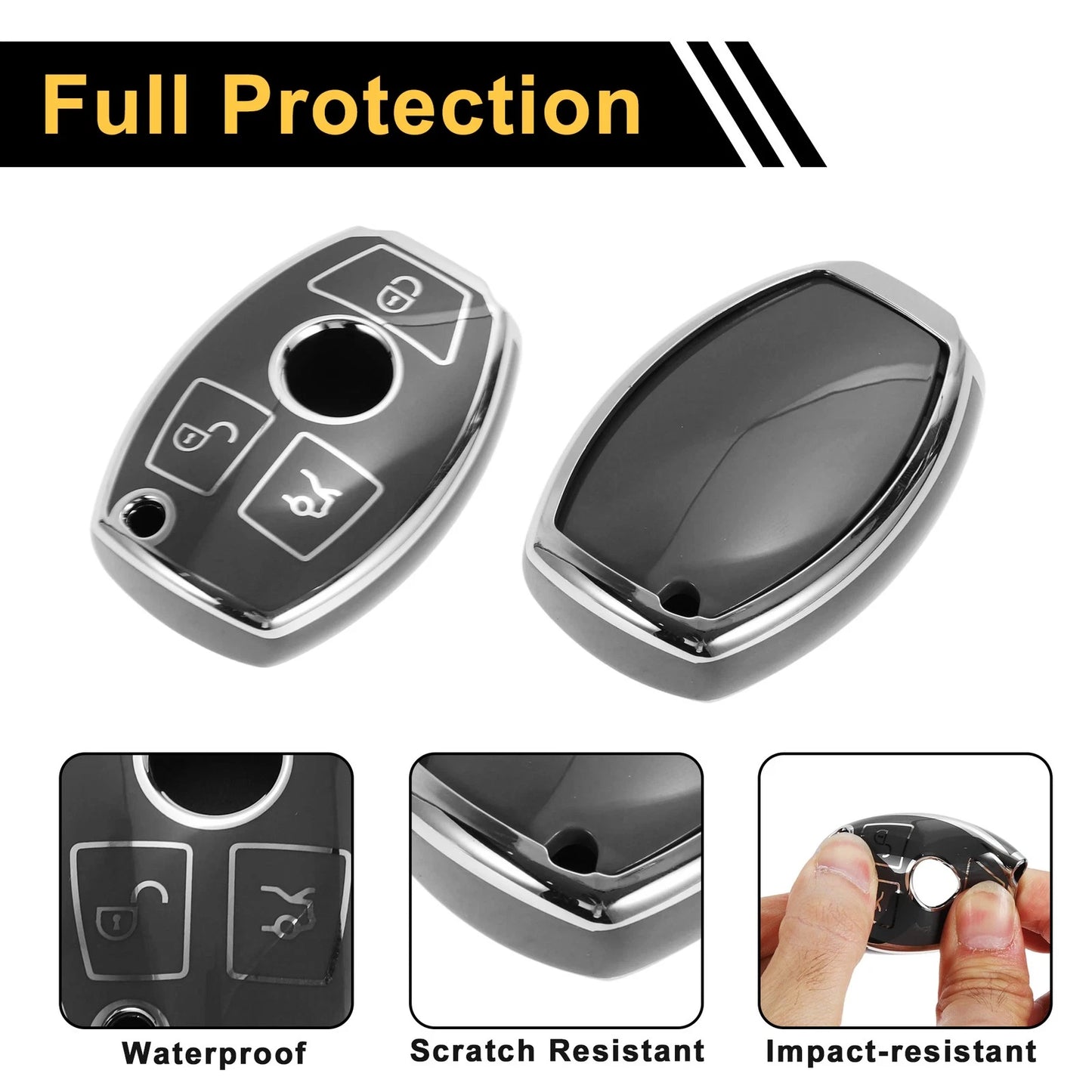 TPU Silicone Car Key Case for Mercedes-Benz (3 Buttons)