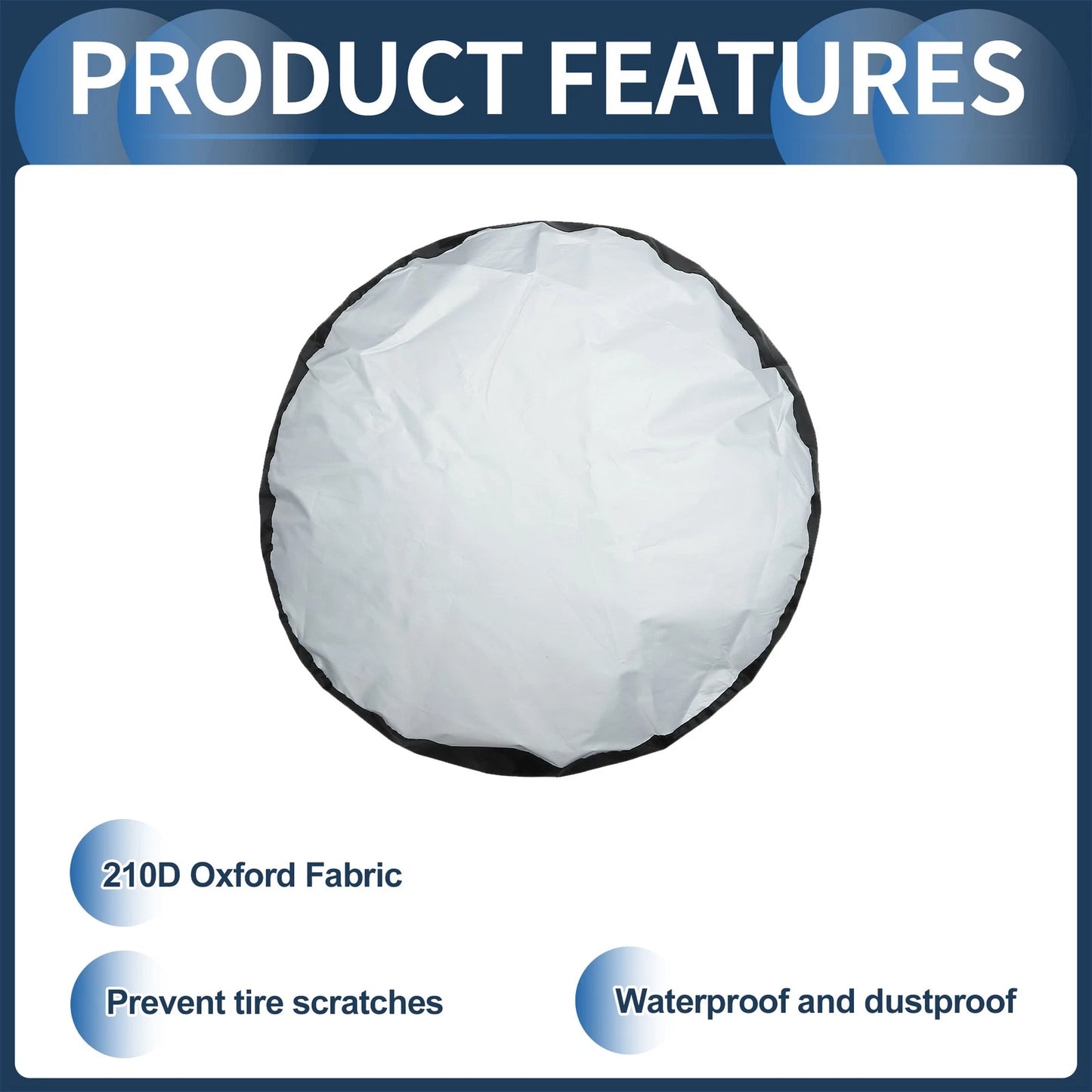 Set of 4 Tire Covers for Light Vehicles (80x47cm) 210D Oxford Fabric Black