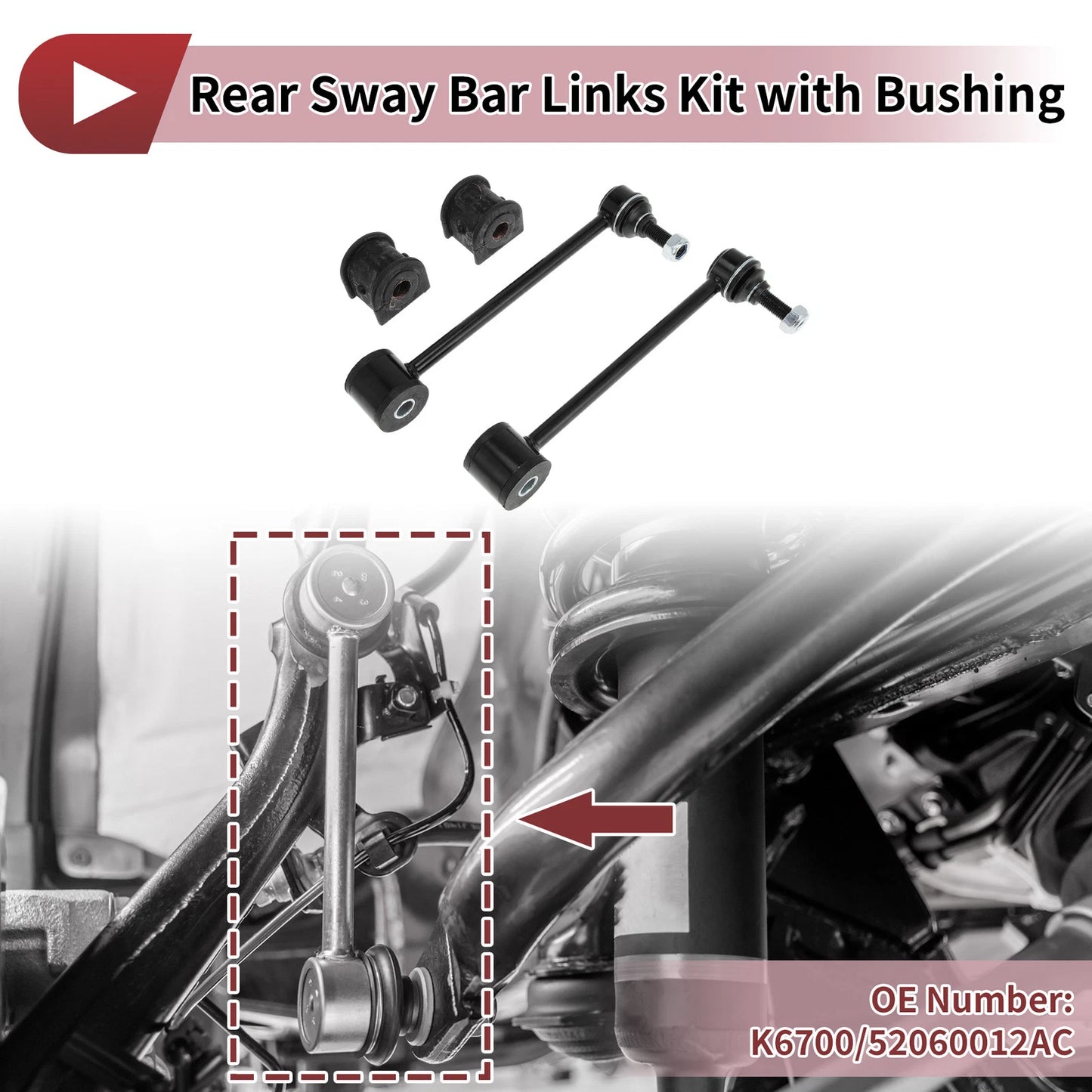 Set of 2 Rear Stabilizer Bar Links with Bushings for GMC Yukon (2000–2014) No.K6700