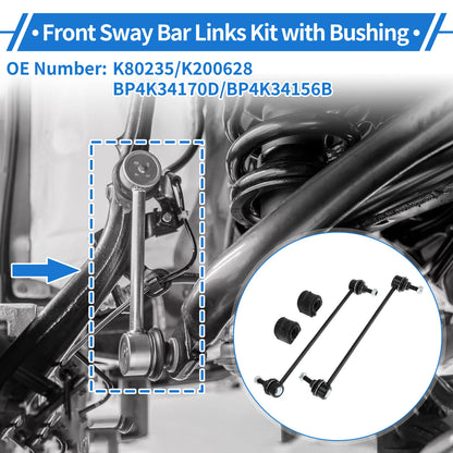 Front Stabilizer Bar Links Set of 2 with Bushings for Mazda 3 (No.K80235)