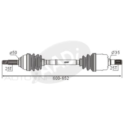 RH CV Shaft for Hyundai Lantra (1992–1995)