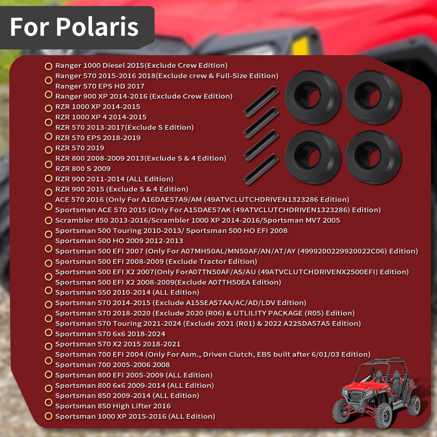 Set of 6 Secondary Clutch Rollers for Polaris Sportsman XP 1000 (2015–2016)