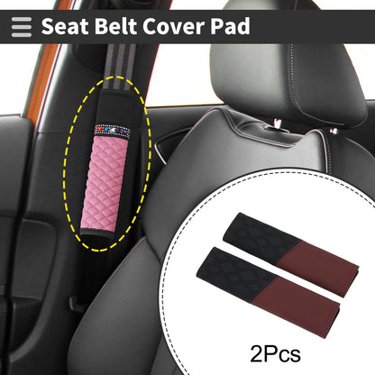 Set of 2 Seat Belt Cover Pads for Universal Fit (22.5cm) Carbon Fiber Leather