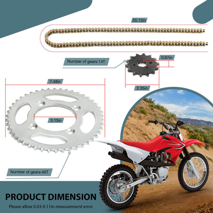Sprocket Chain Set for Honda XR80R CRF80F (2000–2009) 14/46 Tooth 420 X-Ring