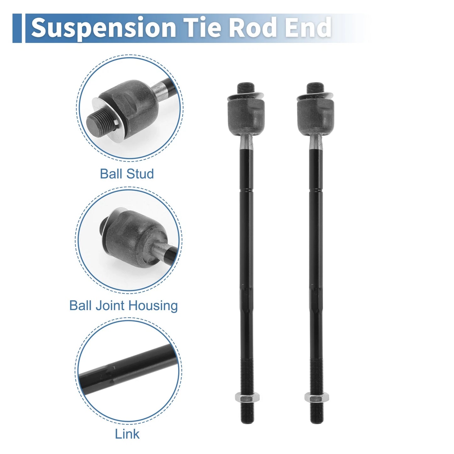 2X Front Inner Tie Rod End Links for Pontiac Montana (1999–2009)