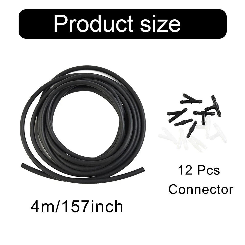 Windshield Wiper Washer Nozzle Hose Kit 4m 12 Connector Black/White