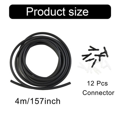 Windshield Wiper Washer Nozzle Hose Kit 4m 12 Connector Black/White