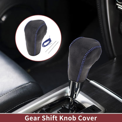 Gear Shift Knob Cover for Ford Edge (2011–2014) Blue Faux Leather