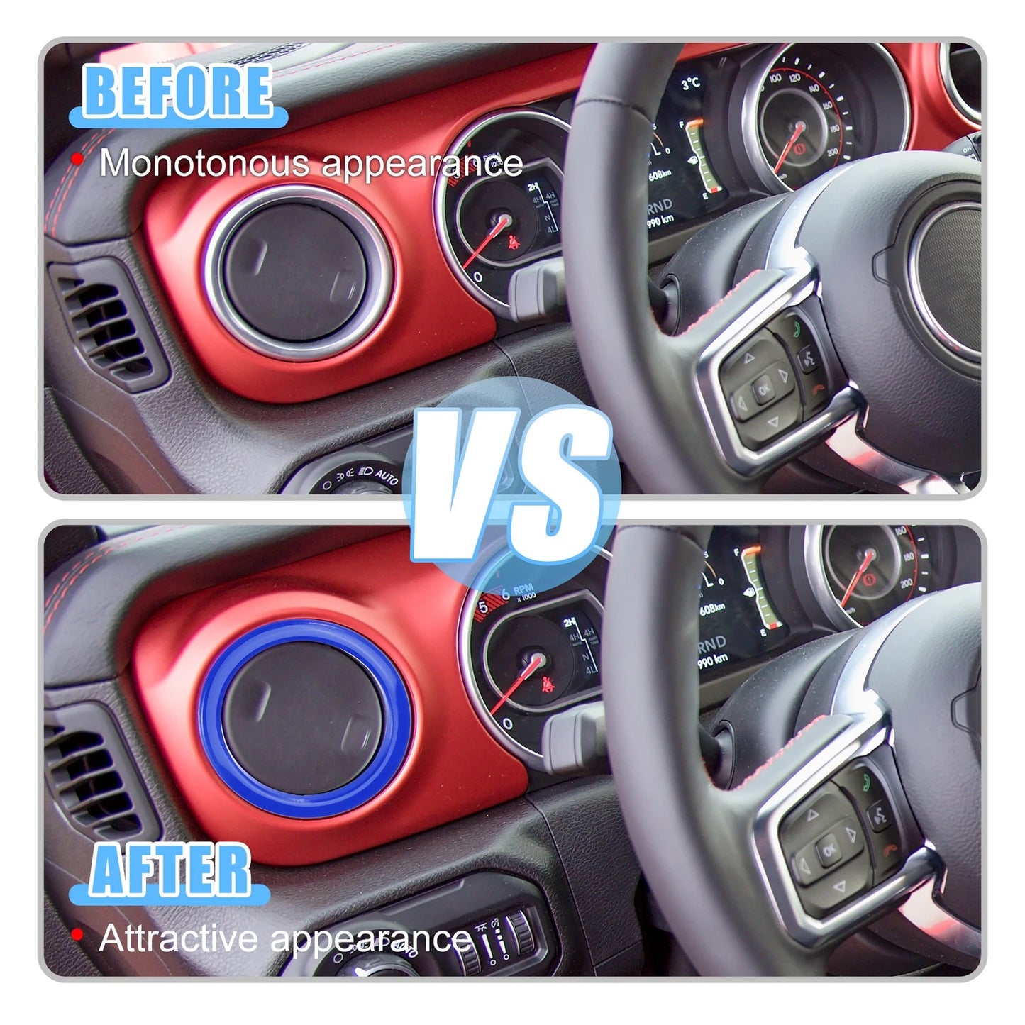 Set of 4 Outlet Vent Trim Accents for Jeep