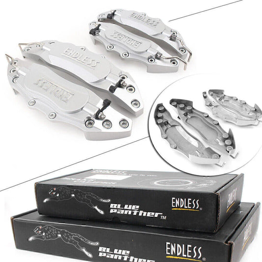 4 x 3D Metal Brake Caliper Covers for Universal Car Front & Rear Silver