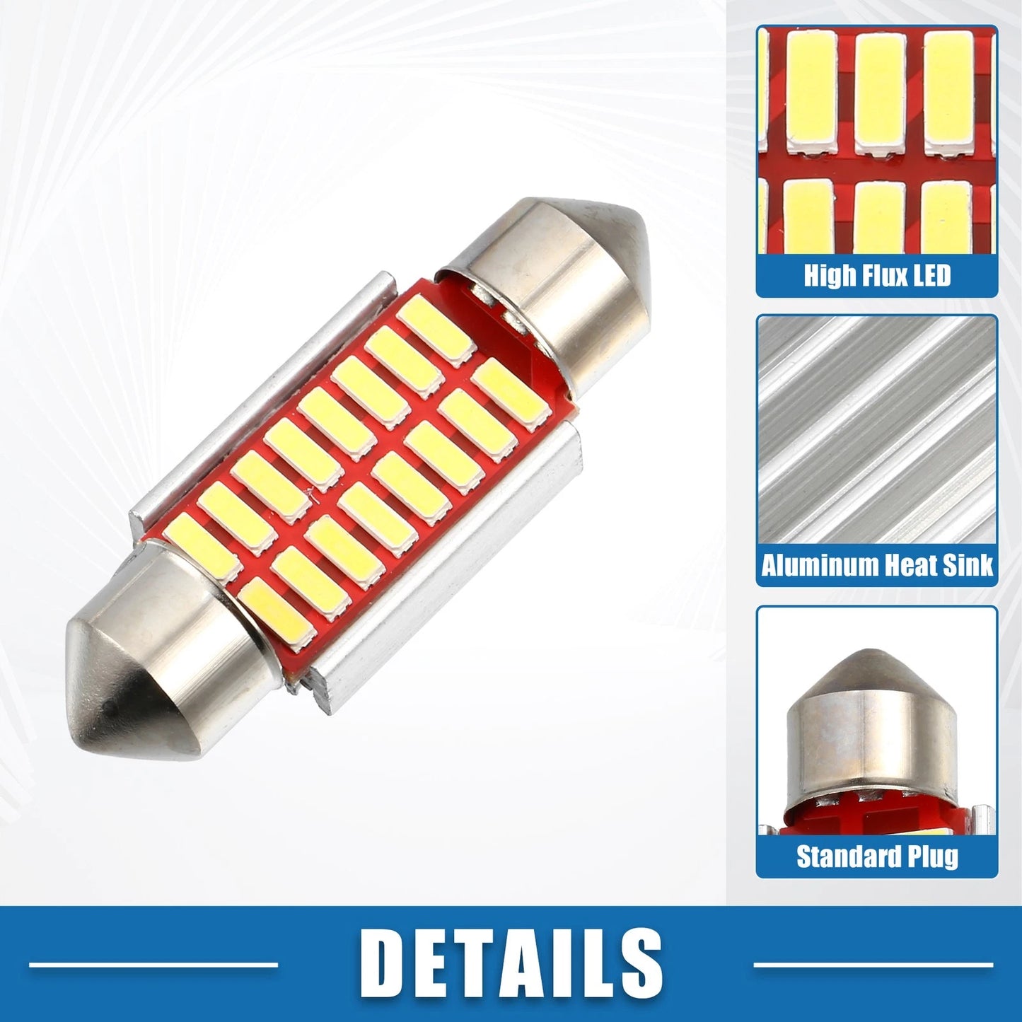 Set of 10 LED Festoon Lights 36mm 6411 C5W 16SMD 4014 Chipsets