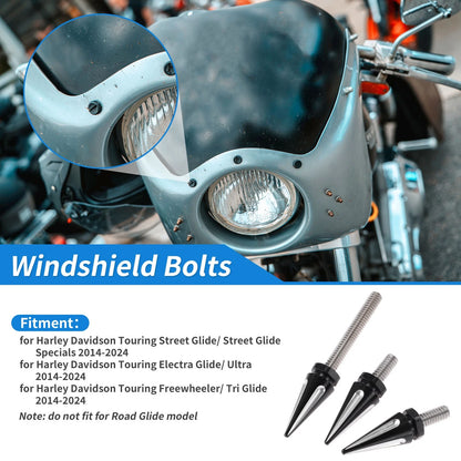Windshield Bolts for Harley Davidson Touring Street Glide (2014–2024) Black