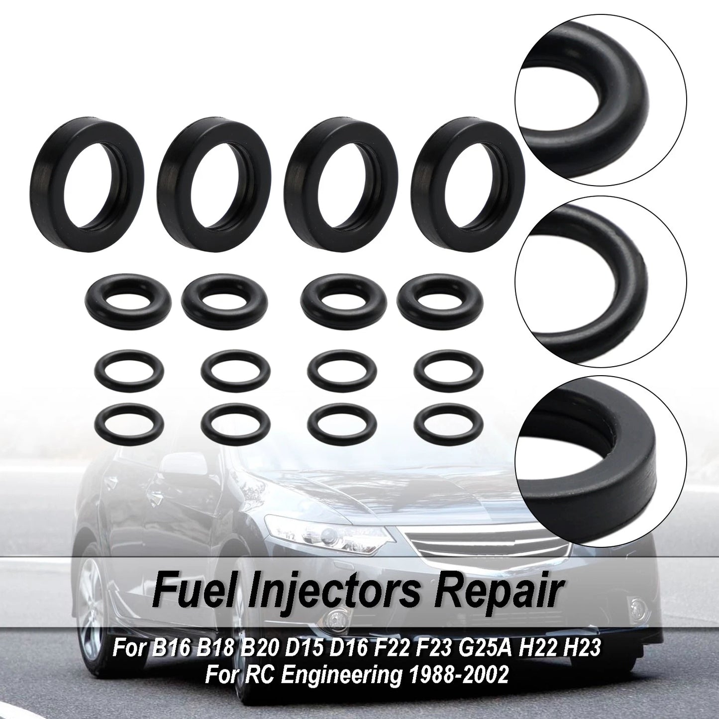 Set of 4 Fuel Injector Seal O-Ring Kit for Honda Accord Civic CRX Prelude (1984–2002)