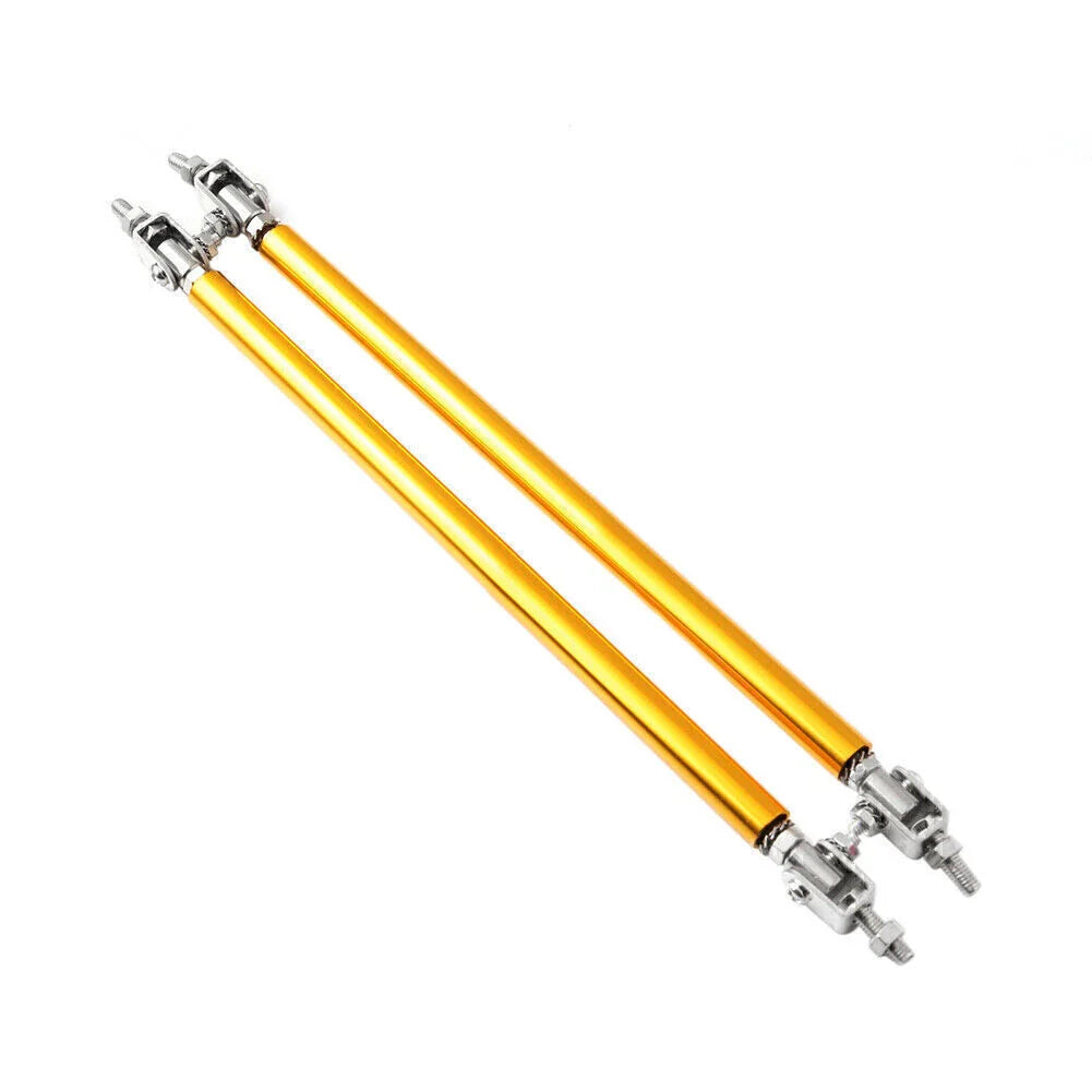 Adjustable Front Bumper Lip Splitter Strut Rod Tie Support Bar for Universal Gold
