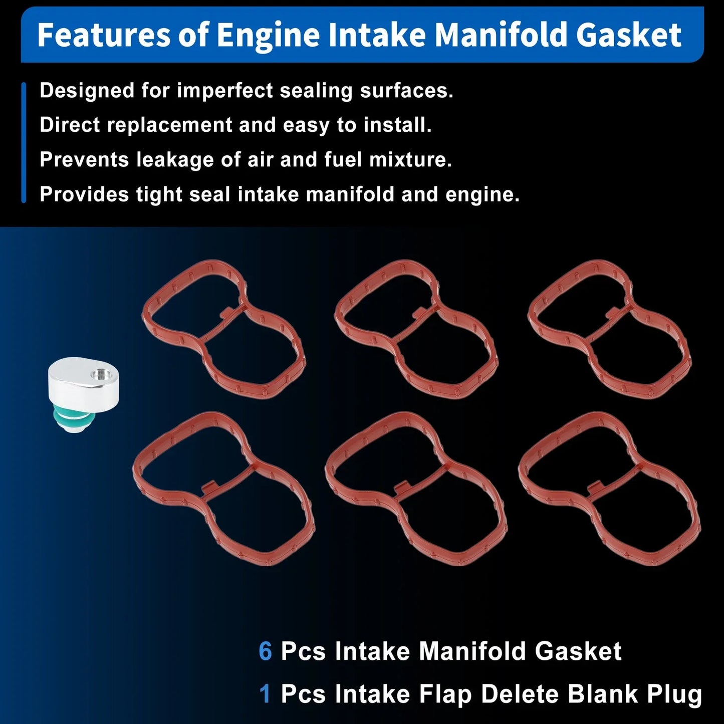 Intake Manifold Gasket with Intake Flap Delete Blank Plug for BMW