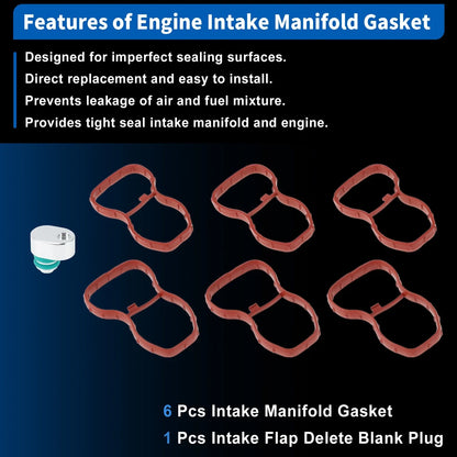 Intake Manifold Gasket with Intake Flap Delete Blank Plug for BMW