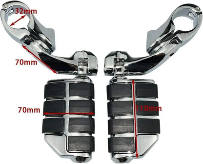 Chrome Motorcycle Foot Pegs for Harley (Fits 1.25" Bars)