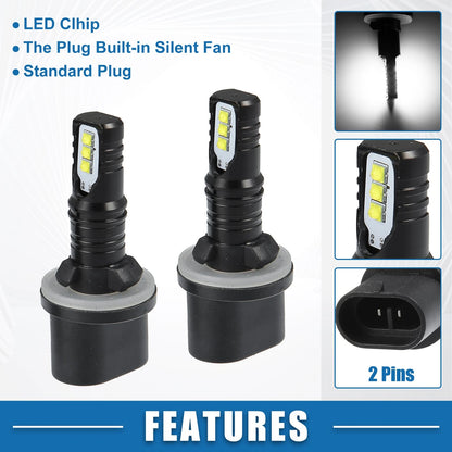 Set of 2 880 Fog Light Bulbs 80W 2525 Chips for Auto Lamp
