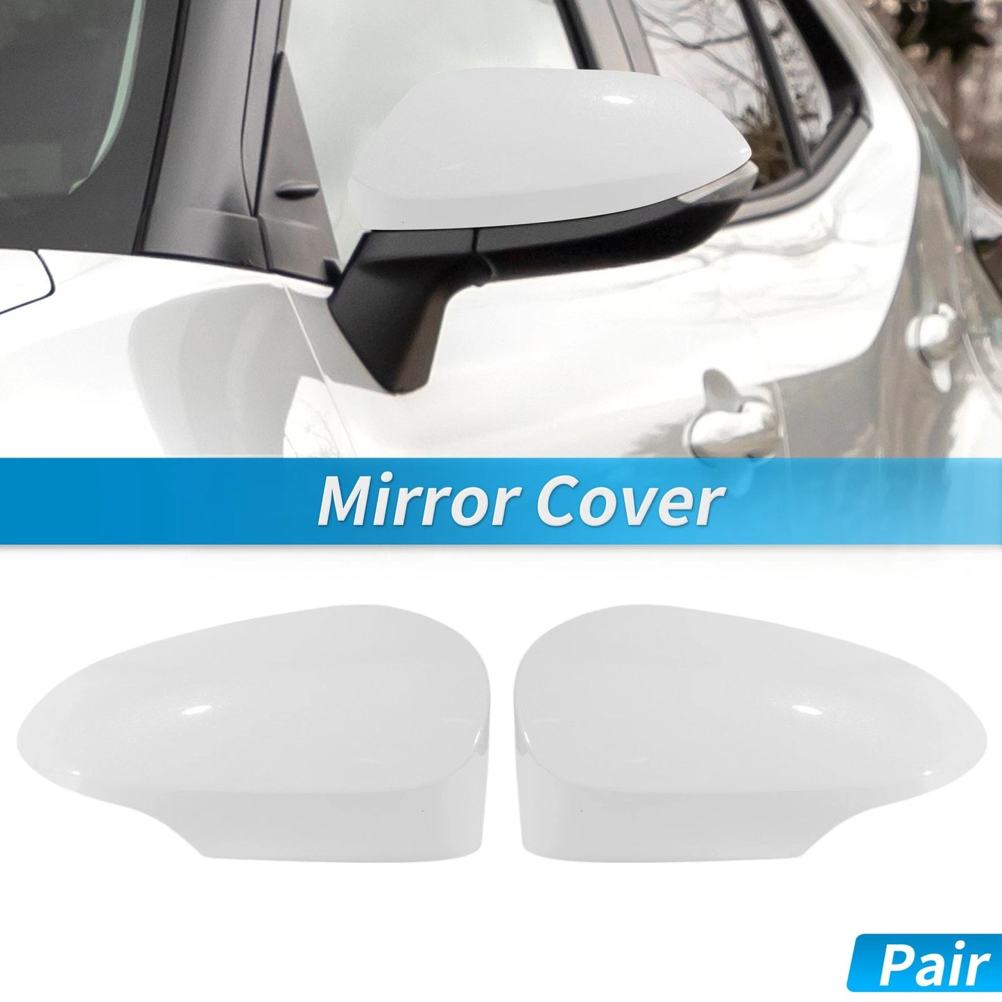 2X White ABS Wing Door Rearview Mirror Cover Cap for Toyota Yaris (2012–2019)
