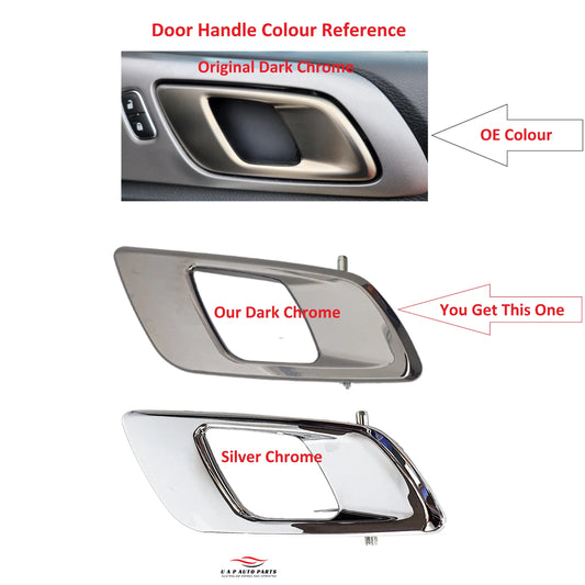 Set of 4 Inner Door Handles Bright Dark Chrome for Ford Ranger (2011–2022)