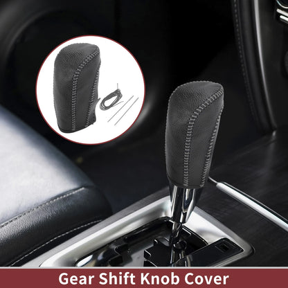 Gear Shift Knob Cover for Ford Fiesta (2009–2012) - Black Gray Faux Leather