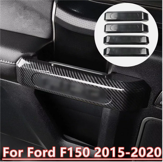 4X Carbon Fiber Interior Door Handle Cover Trim for Ford F-150 (2015–2020)