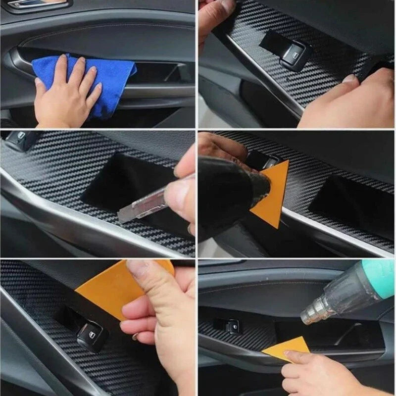 Glossy Carbon Fiber Interior Trim Decals for Toyota Highlander (2008–2013)