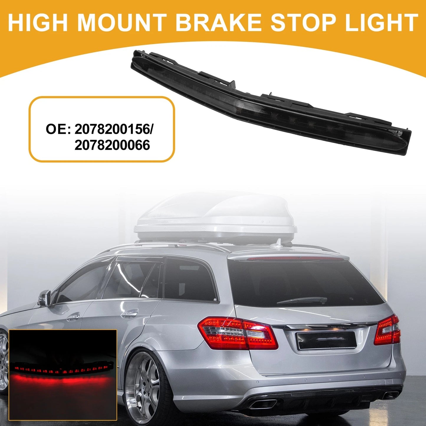 Third Brake Stop Light for Mercedes-Benz E550 (2012–2017) ABS Black