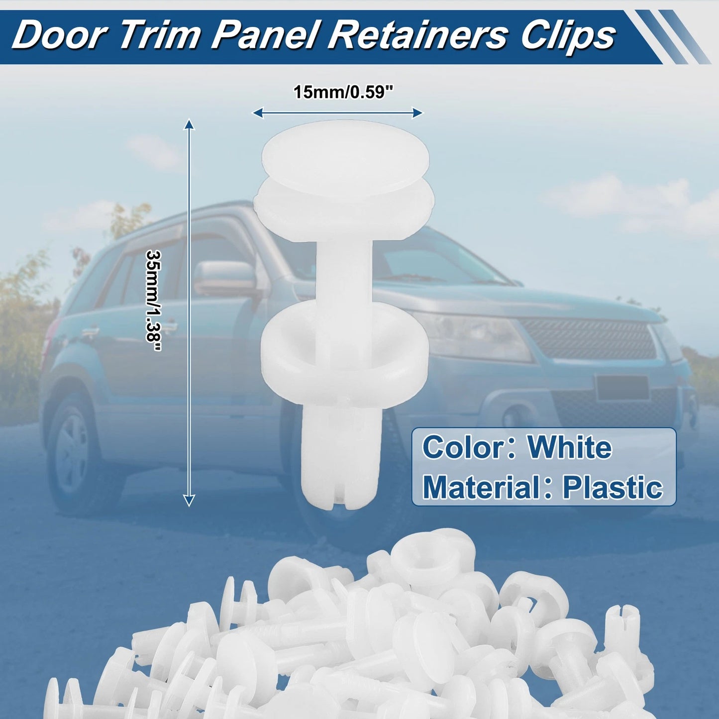 Set of 25 Door Trim Clips for Cadillac Escalade (1999–2000) No.15960325 Plastic White