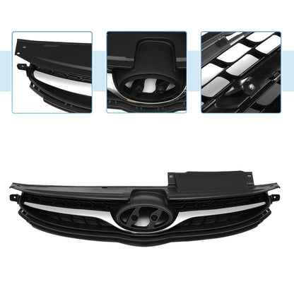 Front Upper Bumper Grille for Hyundai Elantra 2011-2016 Black Chrome Silver
