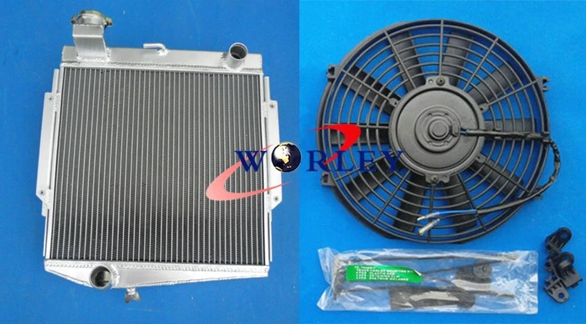 3X Core Aluminum Radiator with Fan for Datsun Roadster Fairlady (1966–1970)